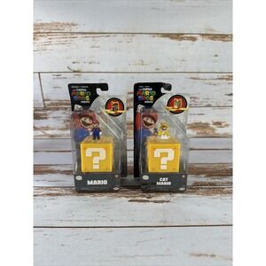 JAKKS The Super Mario Bros Movie Set of 2 Mini Figures 1" Mario Cat Mario NIB